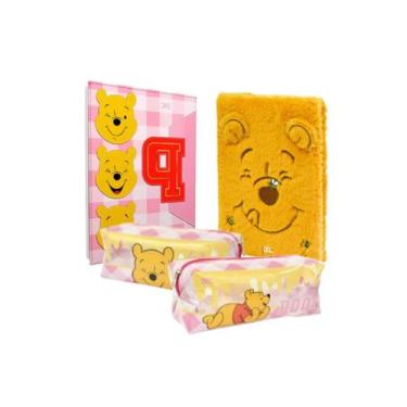 Imagem de Kit Material Escolar Ursinho Pooh Estojo Grande com Agenda e Caderno F