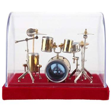 Imagem de VINGVO Conjunto de bateria em miniatura, modelo de instrumento musical em miniatura, conjunto de bateria para presente, música, escola, casa (14 cm)