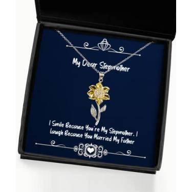 Imagem de Presentes de madrasta para mãe, I Smile Because You're My Stepmother. Colar com pingente de girassol I Laugh, Epic Stepmother da Daughter