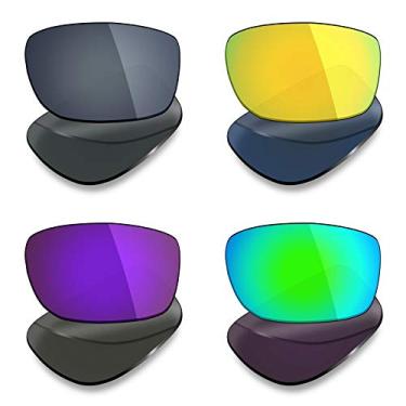 Imagem de Mryok 4 pares de lentes polarizadas de substituição para óculos de sol Oakley Dispute – preto IR/ouro 24 quilates/roxo plasma/verde esmeralda