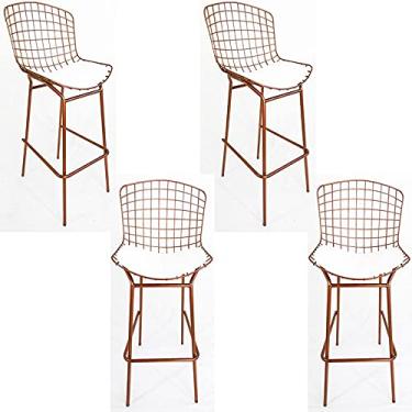Imagem de Kit 4 Banquetas BERTÓIA cobre assento branco tubular - Poltronas do Sul