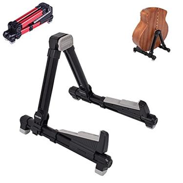 Imagem de Yajun Suporte de guitarra dobrável ajustável de alumínio universal para violão, violino, ukulele e violino, preto