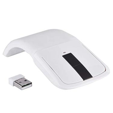 Imagem de CiCiglow Mouse de computador sem fio dobrável, mouse de jogo de PC dobrável de 2,4 GHz, mouse ótico portáteis com design ergonômico com receptor USB compatível com PC/Notebook/Smart TV (branco)