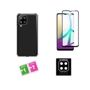 Imagem de Kit Capa Capinha Case Anti Impacto Anti Shock + Película de Vidro 3D e Lente da Câmera Para Samsung Galaxy A12 6.5"