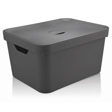 Imagem de Caixa Organizadora Cube Chumbo 32 Litros com Tampa OU