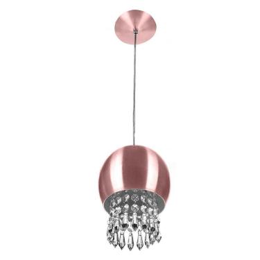 Imagem de Pendente Bola Pequena 15cm Gold Rose Com Cristais Acrilico