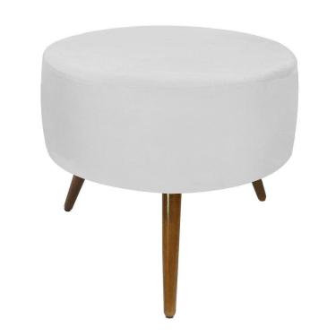 Imagem de Puff Magnus Redondo Branco Decorativo Pé Palito