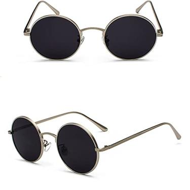 Imagem de Super Redondo Óculos de Sol Feminino Designer Moda Masculina Tons de Lente Verde Escuro UV400, Prata Preto, China