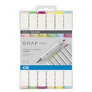 Imagem de Marcador Artístico 2 Pontas, CiS, Graf Duo, 59.7600, 6 Cores, Tons Pastel