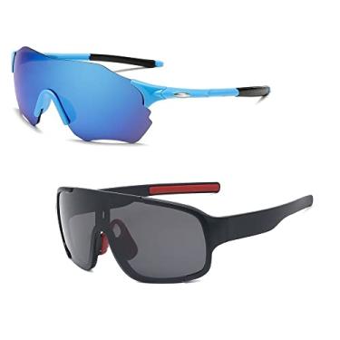 Imagem de Kit 2 Óculos de Sol Feminino Masculino Esportivo Espelhado