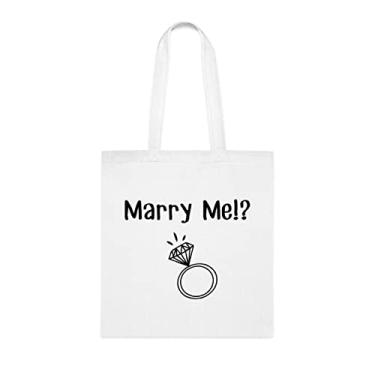 Imagem de Marry Me, Marry Me Tote Gift, Marry Me, Bolsa de Ombro Marry Me, Bolsas Reutilizáveis Marry Me, Cesta de Aniversário de Natal, Ideia de Presente para Ela, Presente Para Ele, Bolsa Feminina, Branco