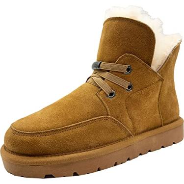 Imagem de ZEYIwearable Bota feminina de inverno Aguamarine de pele de carneiro genuína, Castanho, 9