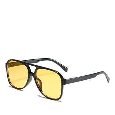 Imagem de Óculos de Sol Piloto Feminino Vintage Amarelo Designer Óculos Feminino Oversized Óculos Populares Óculos UV400, Amarelo Leopardo, A
