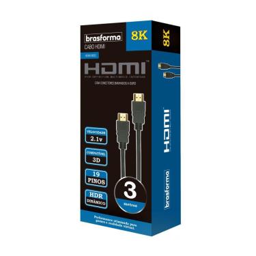 Imagem de Cabo Hdmi 2.1 8K 3 Metros – Brasforma Hdmi8003