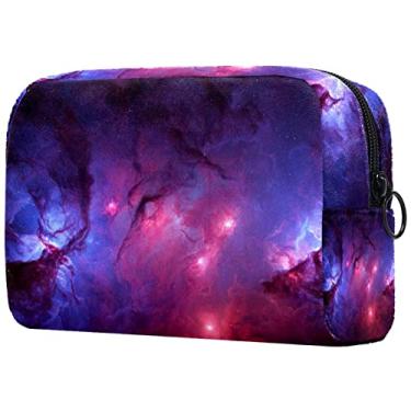 Imagem de Linda bolsa de maquiagem Universo Galaxy Via Láctea Oxford pano com zíper bolsa organizador de cosméticos para mulheres namorada esposa 18,5 x 7,6 x 13 cm