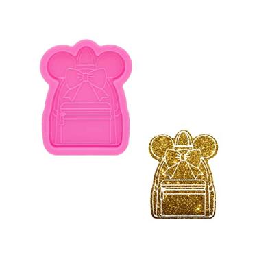 Imagem de Linda mochila estilo silicone mochila brilhante com molde de resina de arco chaveiro epóxi para fabricação de joias faça você mesmo, molde de silicone de joias de resina, molde de polímero de argila epóxi