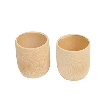 Imagem de 2 peças de xícara de chá de madeira e caneca de café - Caneca de viagem de acampamento de vinho de bambu natural para beber ao ar livre - presente para bebidas quentes, cerveja