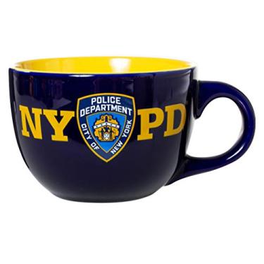 Imagem de Artisan Owl Caneca de café com leite de cerâmica extragrande de 623 g oficialmente licenciada pelo Departamento de Polícia de Nova York, NYPD
