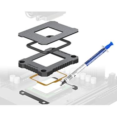 Imagem de ElecGear LGA1700 Moldura de contato antidobra + pasta térmica de metal líquido, mod ILM de fibra de carbono para Intel Core 14, 13 e 12º soquete LGA1700-BCF, fivela de fixação de CPU com design duplo