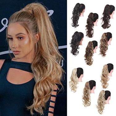 Imagem de VeryPop Prendedor de mandíbula/garra no rabo de cavalo 61 cm de comprimento cacheado ondulado, extensões de cabelo sintético para mulheres e meninas - Off Black 2