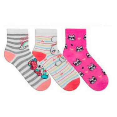 Imagem de Kit Meia Infantil para Menina Estampada com 6 Pares 28 ao 31