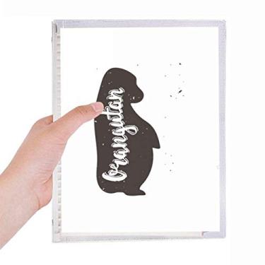 Imagem de Caderno Orangotango preto e branco animal diário de folhas soltas recarregável, papelaria
