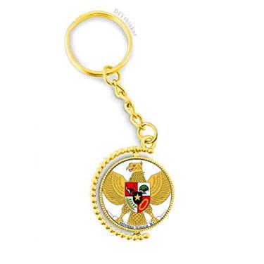 Imagem de Chaveiro com emblema nacional da Indonésia com conector de metal e chaveiro acessório dourado, Multicor