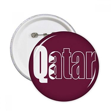 Imagem de Broche redondo de nome da bandeira do país do Qatar com emblema de botão para decoração 5 peças