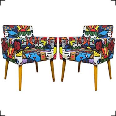 Imagem de Kit 2 Poltronas Decorativas Para Sala Cadeiras Para Recepção Manicure Sala De Espera Escritório Consultório Cores Pé Castanho - Clique & Decore (Romero Brito)