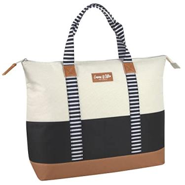 Imagem de Lancheira tropical extragrande para mulheres com isolamento térmico 20 latas, lancheiras Emma e Chloe (preto e branco)