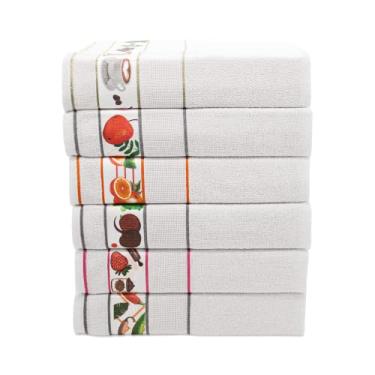 Imagem de Kit 10 Panos de Prato Copa Louça Estampa Transfer Atoalhado para Cozinha Premium Secagem Rapida Branco - Princesa Cozinha