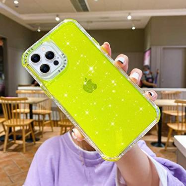 Imagem de Capa de telefone transparente fluorescente glitter de luxo para iphone 14 13 12 11 pro max 12pro x xr xs 7 8 plus se 2020 capa traseira macia, verde, para iphone12 pro max
