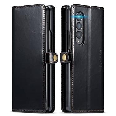 Imagem de Estojo de couro comercial de proteção total para Samsung Galaxy Z Fold3 Fold 4 Fold4 Fold 3 5G Zfold4 Card Pocket Capa para celular, Preto, outro