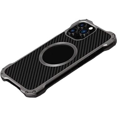 Imagem de KKFAUS Capa de metal para iPhone 14 Pro Max, capa protetora rígida de liga de alumínio à prova de choque para iPhone 14 Pro Max 6,7 polegadas 5G, compatível com carregador magnético sem fio