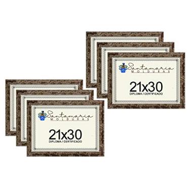 Imagem de Kit 6 Molduras Porta Diploma Certificado A4 21x30 Marrom