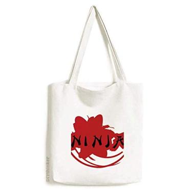 Imagem de Japan Ninja Words Sakura Outline Bolsa sacola de compras bolsa casual bolsa de mão