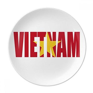 Imagem de Prato de nome da bandeira do Vietnã de porcelana decorativa Salver louças de jantar