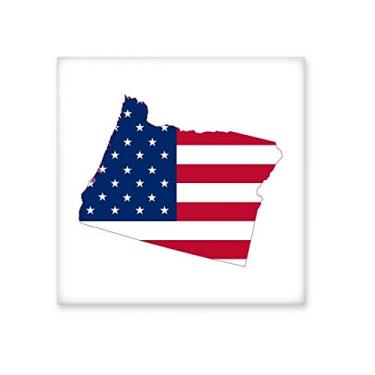 Imagem de Oregon USA Mapa Estrelas Listras Bandeira Cerâmica Azulejo Brilhante Decalque Pedra Adorna Tijolo Vitrificado