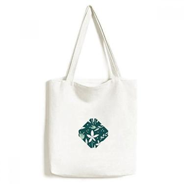 Imagem de Bolsa de lona verde branca com tinta de plantas bolsa de compras casual bolsa de compras