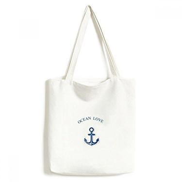 Imagem de Bolsa de lona azul Anchor Ocean Love Sea Sailing Bolsa de compras casual