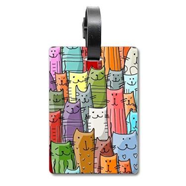 Imagem de Smiling Cartoon Cute Cat Protect Animal Pet Lover Mala Etiqueta para Bagagem Cartão de Bagagem Scutcheon Etiqueta