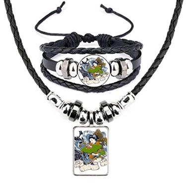 Imagem de Quimono japonês feminino Samurai espada couro colar pulseira conjunto de joias