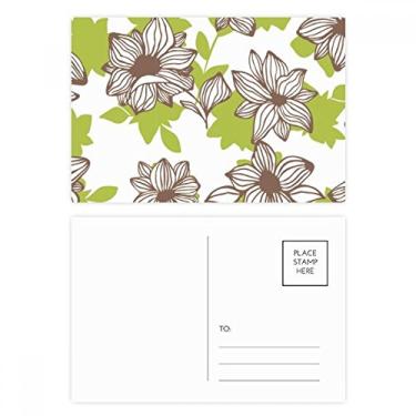 Imagem de Cartão postal com tinta de planta marrom claro, conjunto de cartões postais de aniversário para envio de cartão de agradecimento