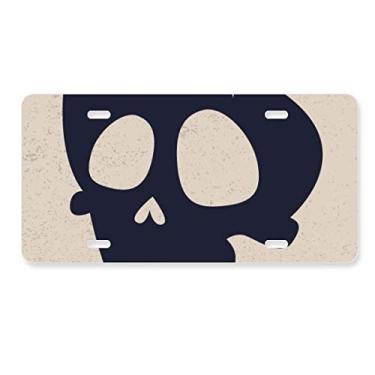 Imagem de DIYthinker Etiqueta de aço inoxidável para decoração de placa de carro com caveira Happy Halloween