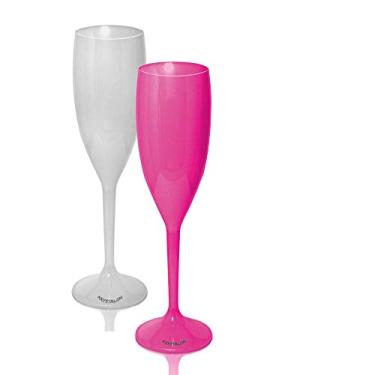 Imagem de Kit 2 Taças Champagne Rosa e Branca Acrílico Ps KrystalON