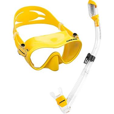 Imagem de Kit de Mergulho Máscara+respirador Cressi Frameless + Supernova Dry - Amarelo