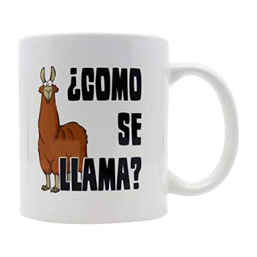 Imagem de Caneca de café Casitika Como Se LLama Funny Pun Novelty Canecas de cerâmica branca com frase espanhola 325 ml.