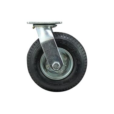 Imagem de Shepherd Hardware 9794 20,32 cm Roda rodízio pneumática, placa giratória, cubo de aço com rolamentos, eixo centralizado de furo de 1,52 cm
