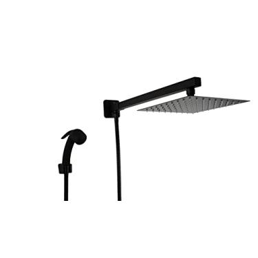 Imagem de Ducha Inox 304 Preto 20 cm com Ducha Manual ABS com Trava