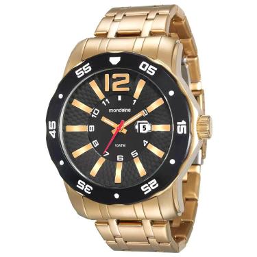 Imagem de Relógio MONDAINE masculino dourado preto 94851GPMVDA1